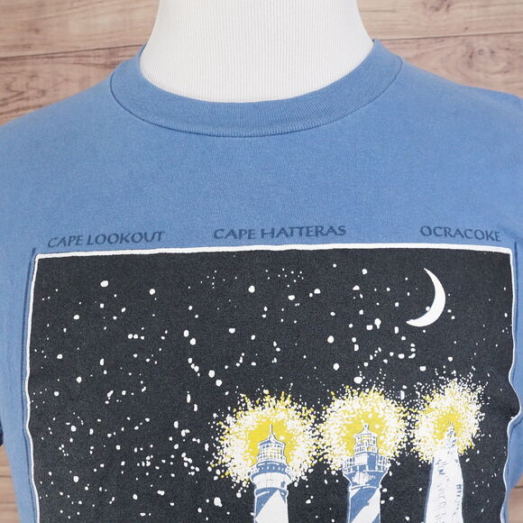 VINTAGE LIGHTHOUSES OF NORTH CAROLINA USA MADE SINGLE STITCH TRAVEL TSHIRT SZ L - Picture 2 of 8